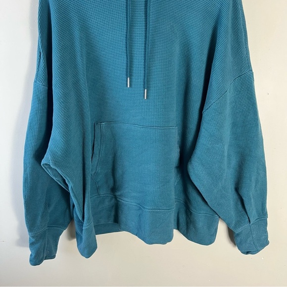 Athleta Balance Waffle Hoodie Sweatshirt Size 2X Teal Green Oversized Comfy - Picture 7 of 13